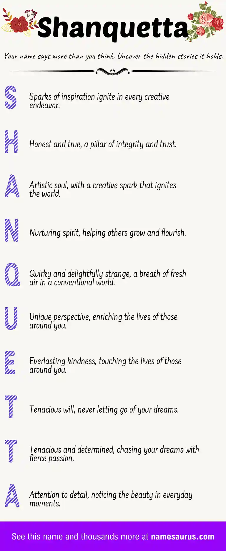 Acrostic poem about Shanquetta.