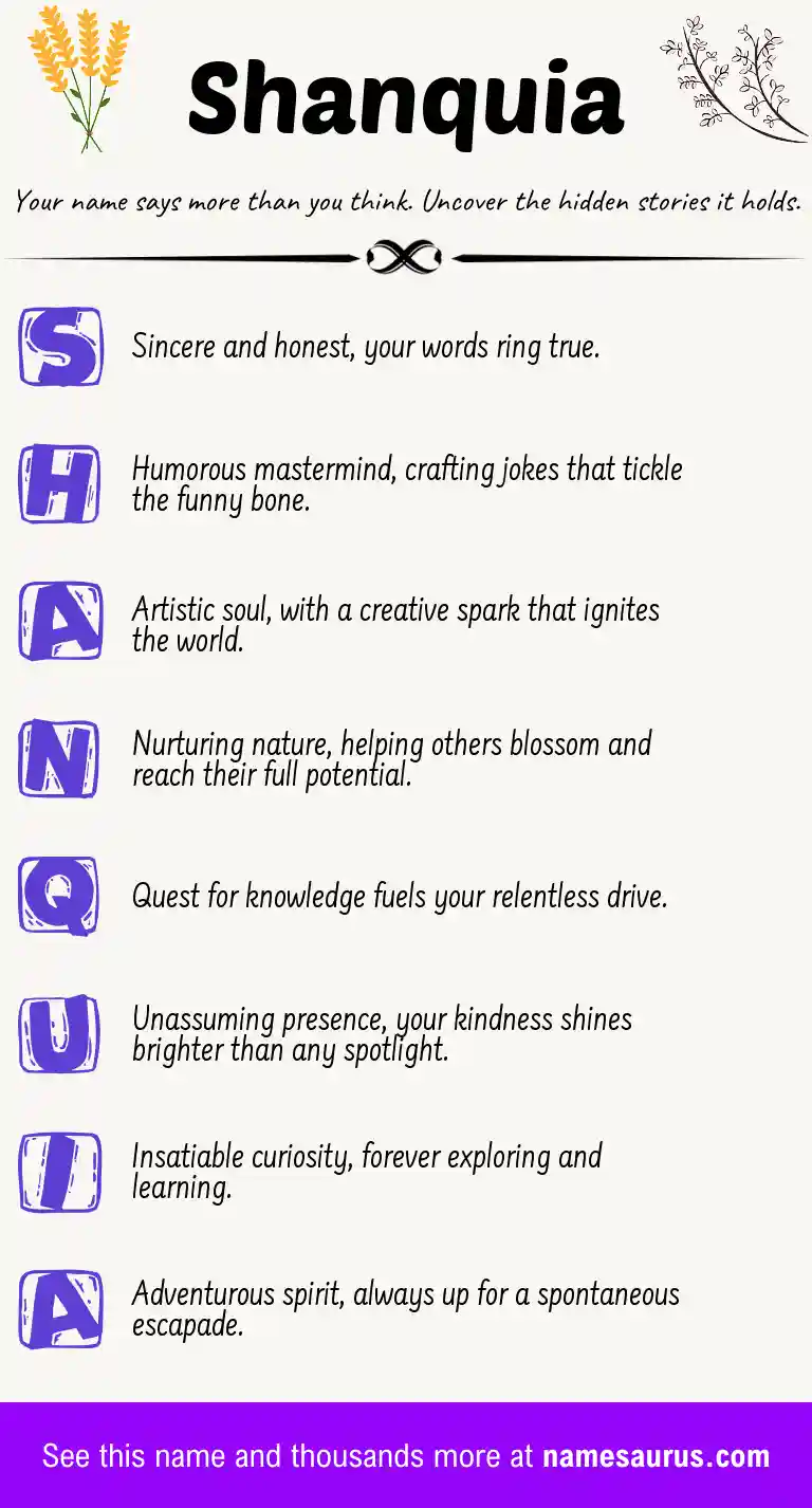 Acrostic poem about Shanquia.