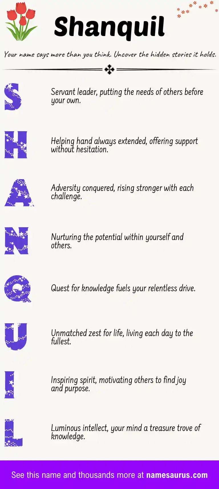 Acrostic poem about Shanquil.