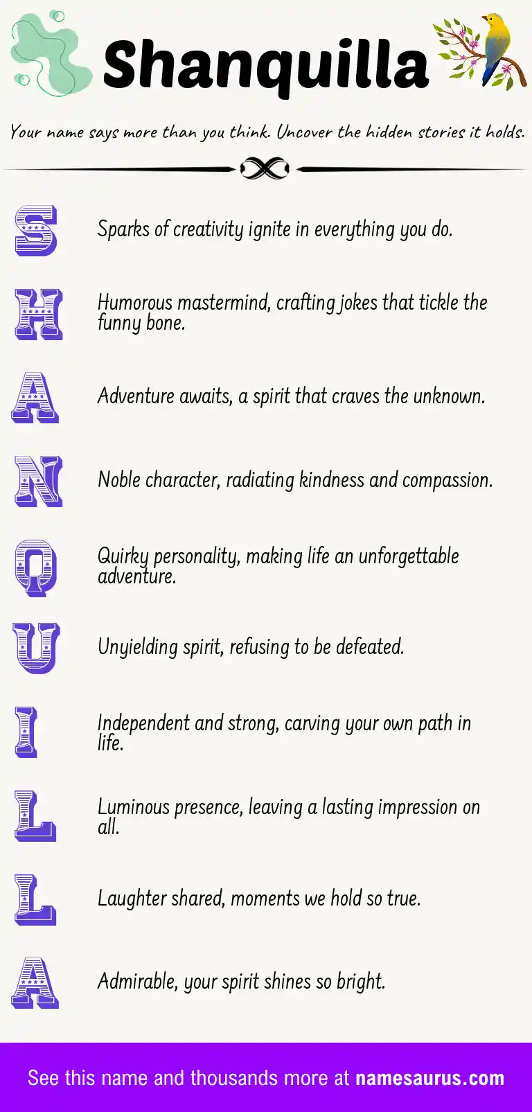 Acrostic poem about Shanquilla.