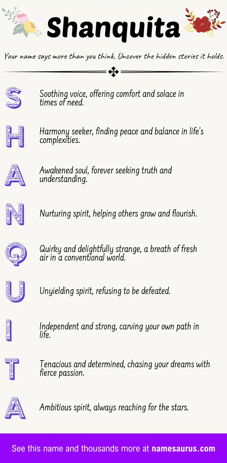Acrostic poem about Shanquita.