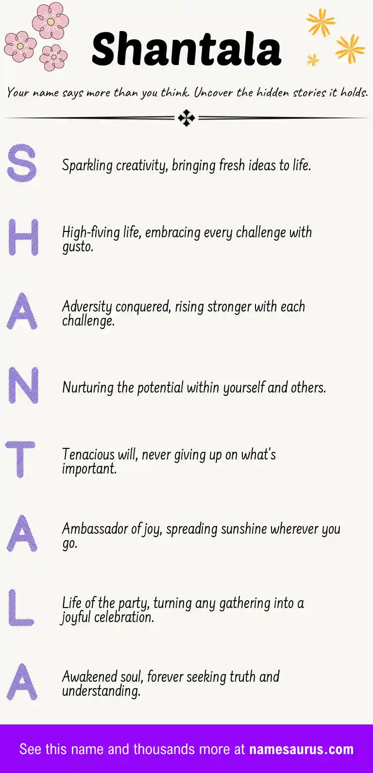 Acrostic poem about Shantala.