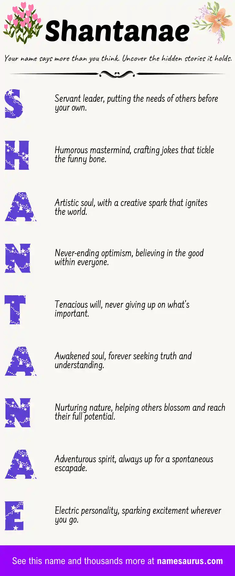 Acrostic poem about Shantanae.