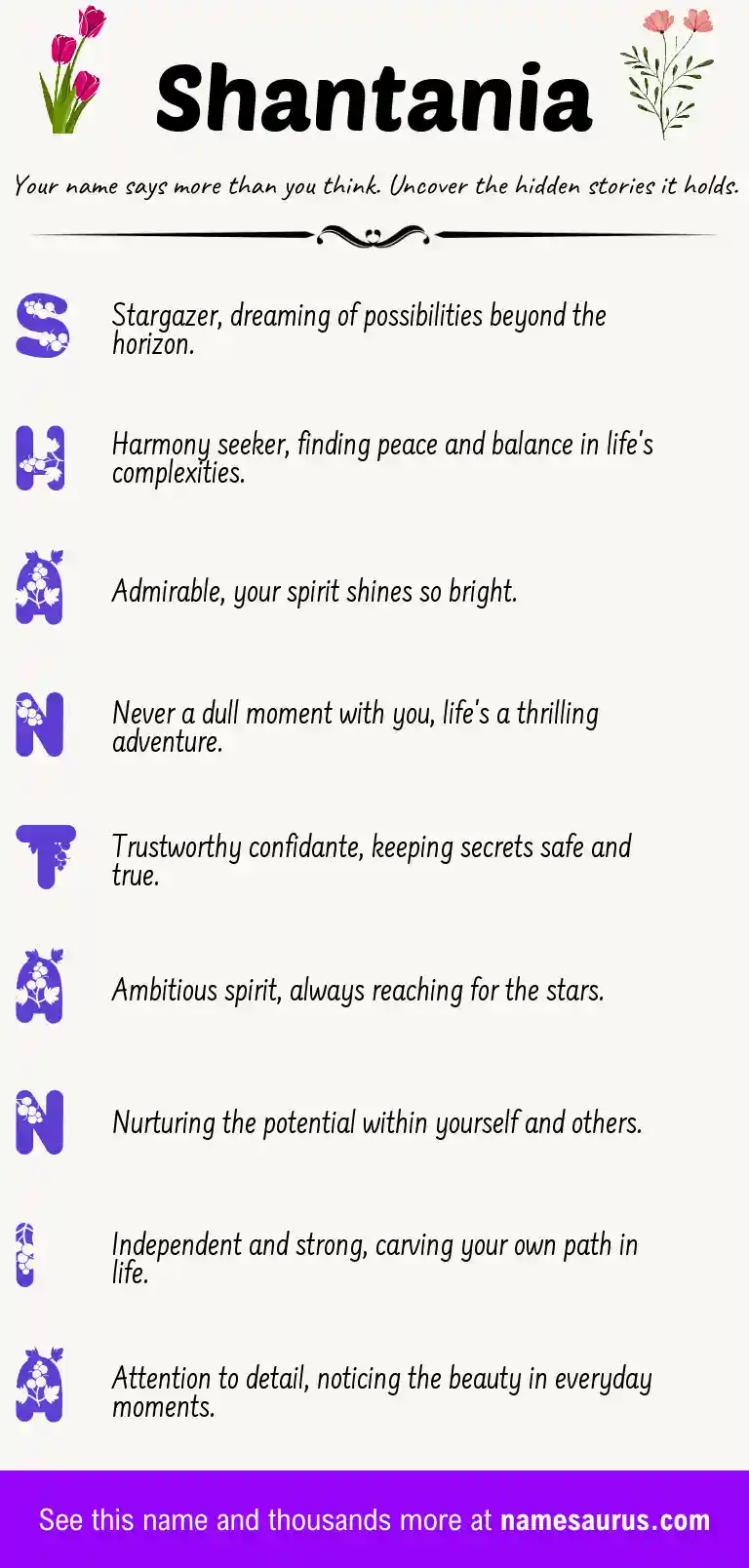 Acrostic poem about Shantania.