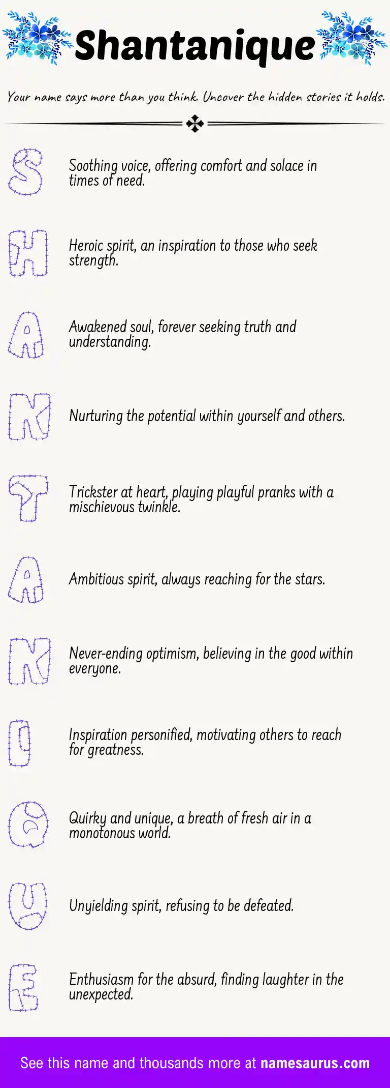 Acrostic poem about Shantanique.