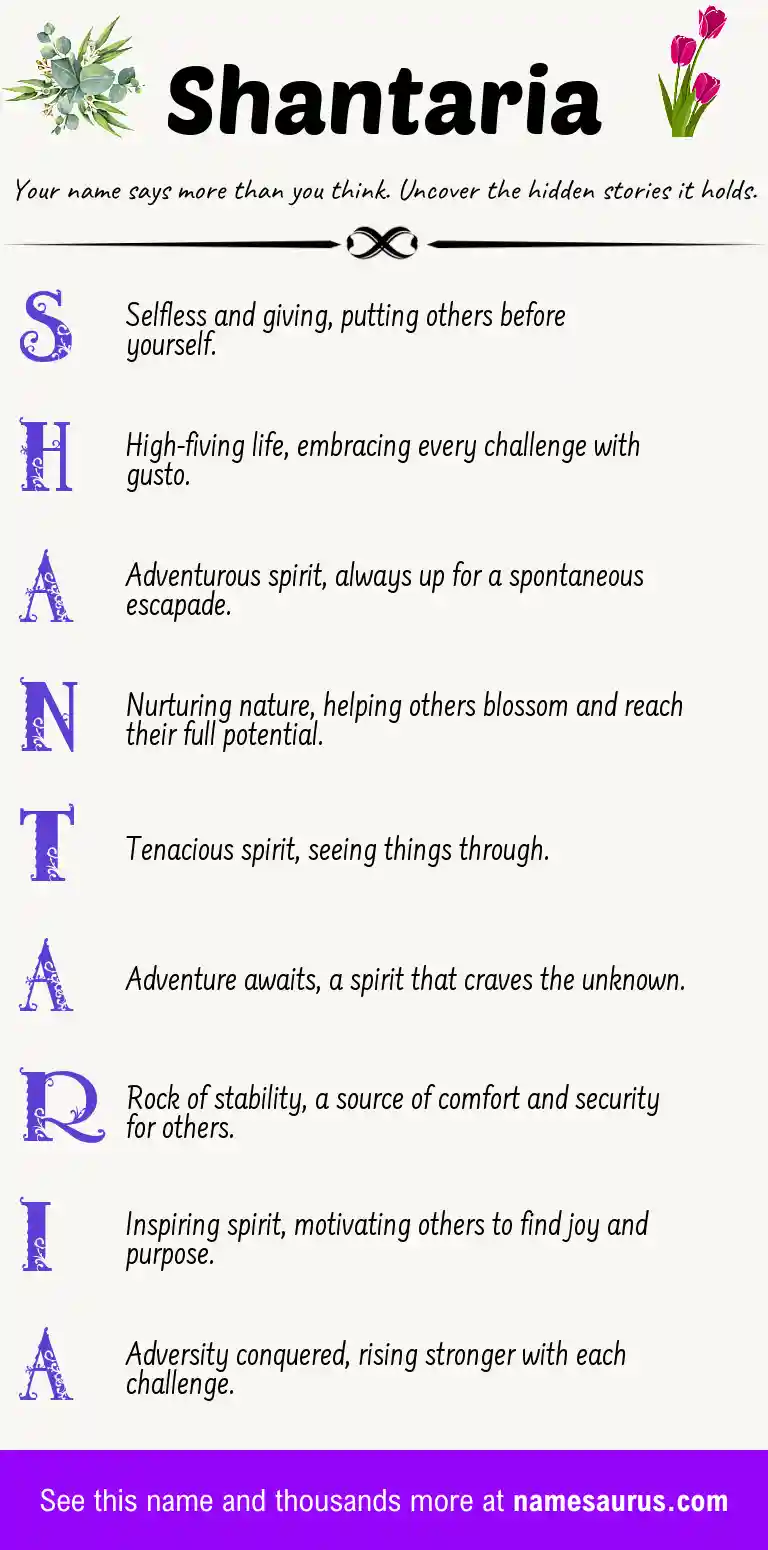 Acrostic poem about Shantaria.