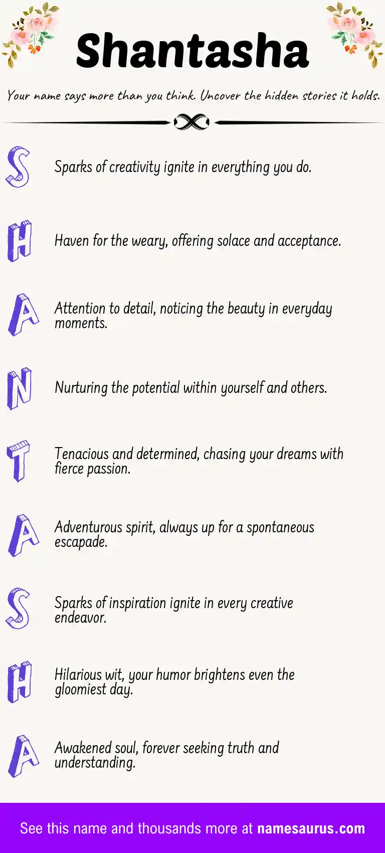 Acrostic poem about Shantasha.