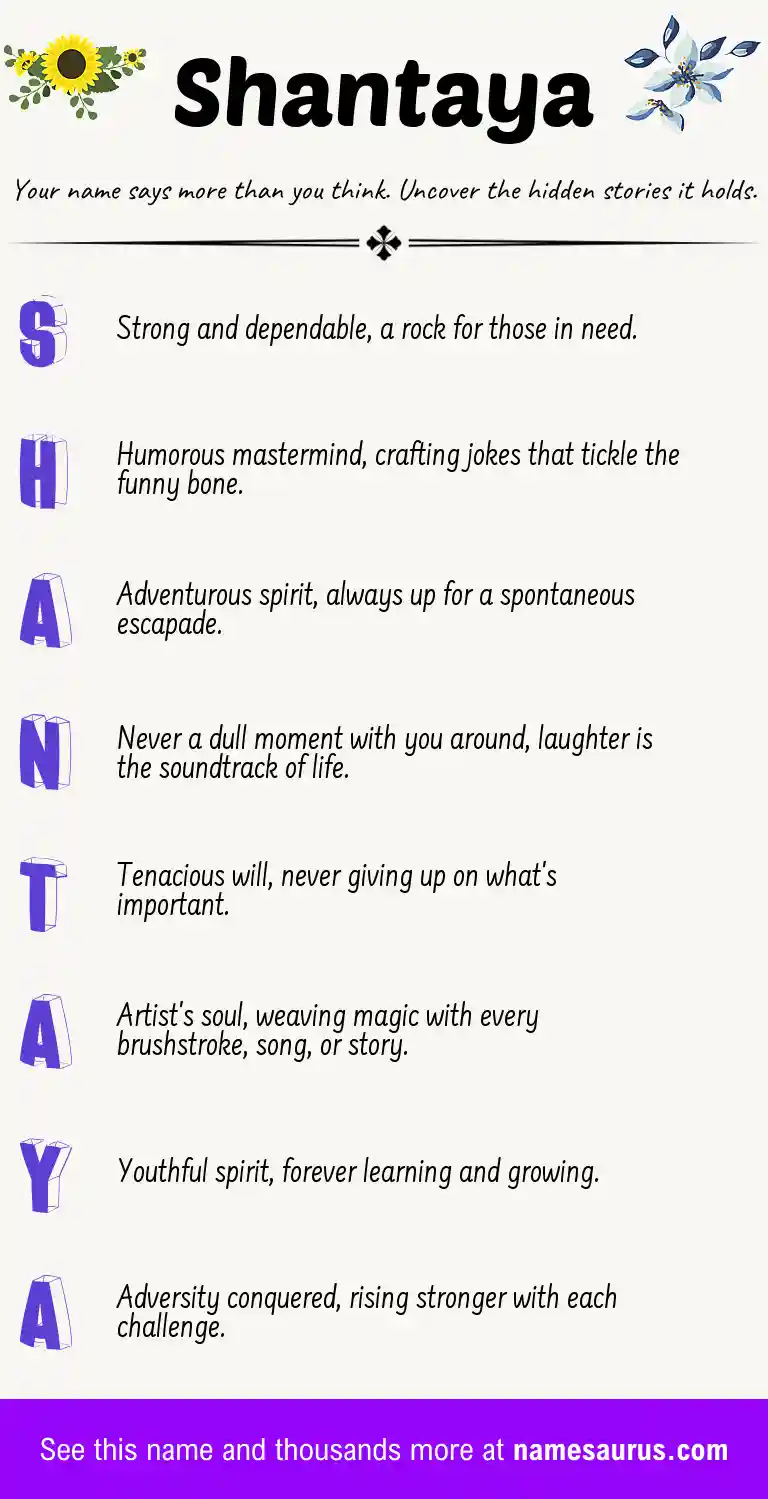 Acrostic poem about Shantaya.