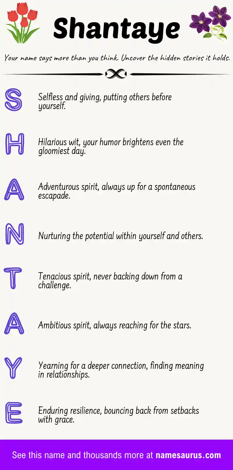 Acrostic poem about Shantaye.
