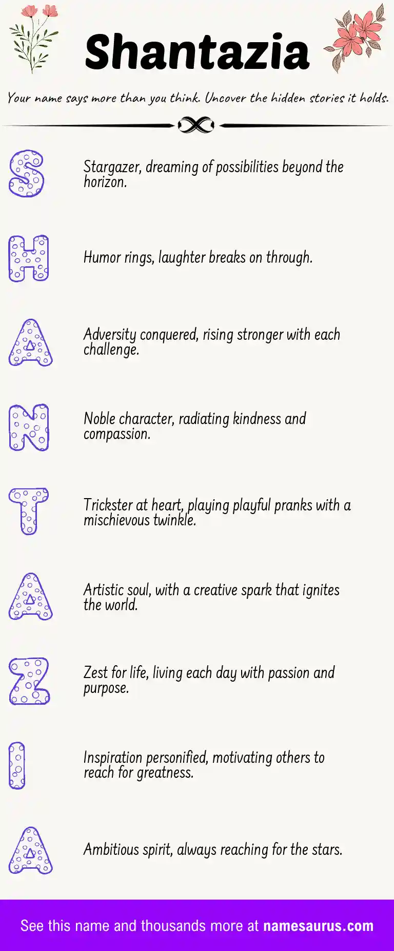 Acrostic poem about Shantazia.