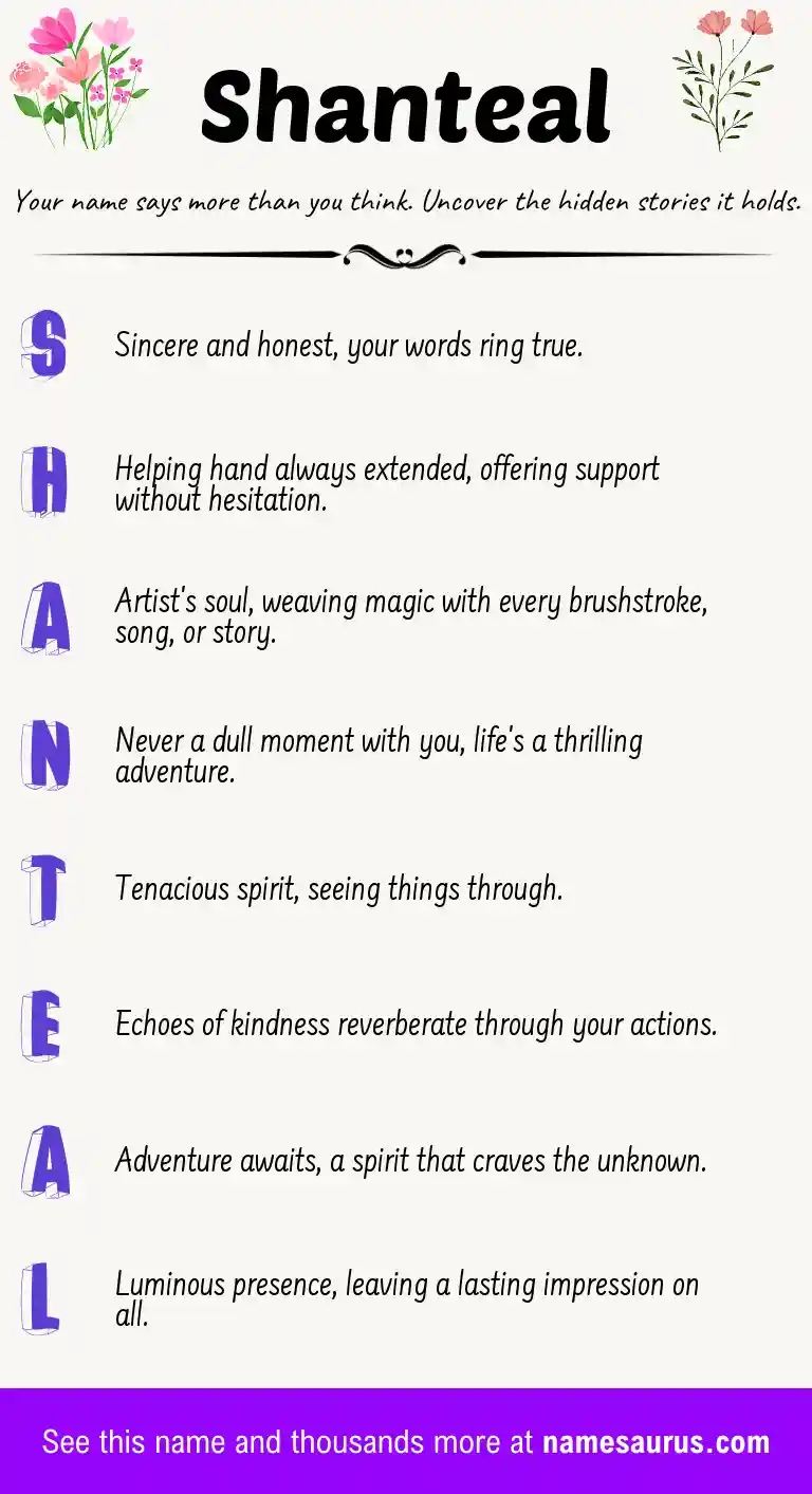 Acrostic poem about Shanteal.
