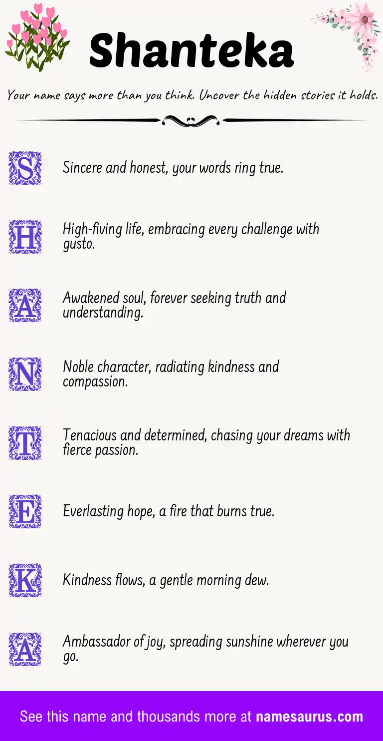 Acrostic poem about Shanteka.