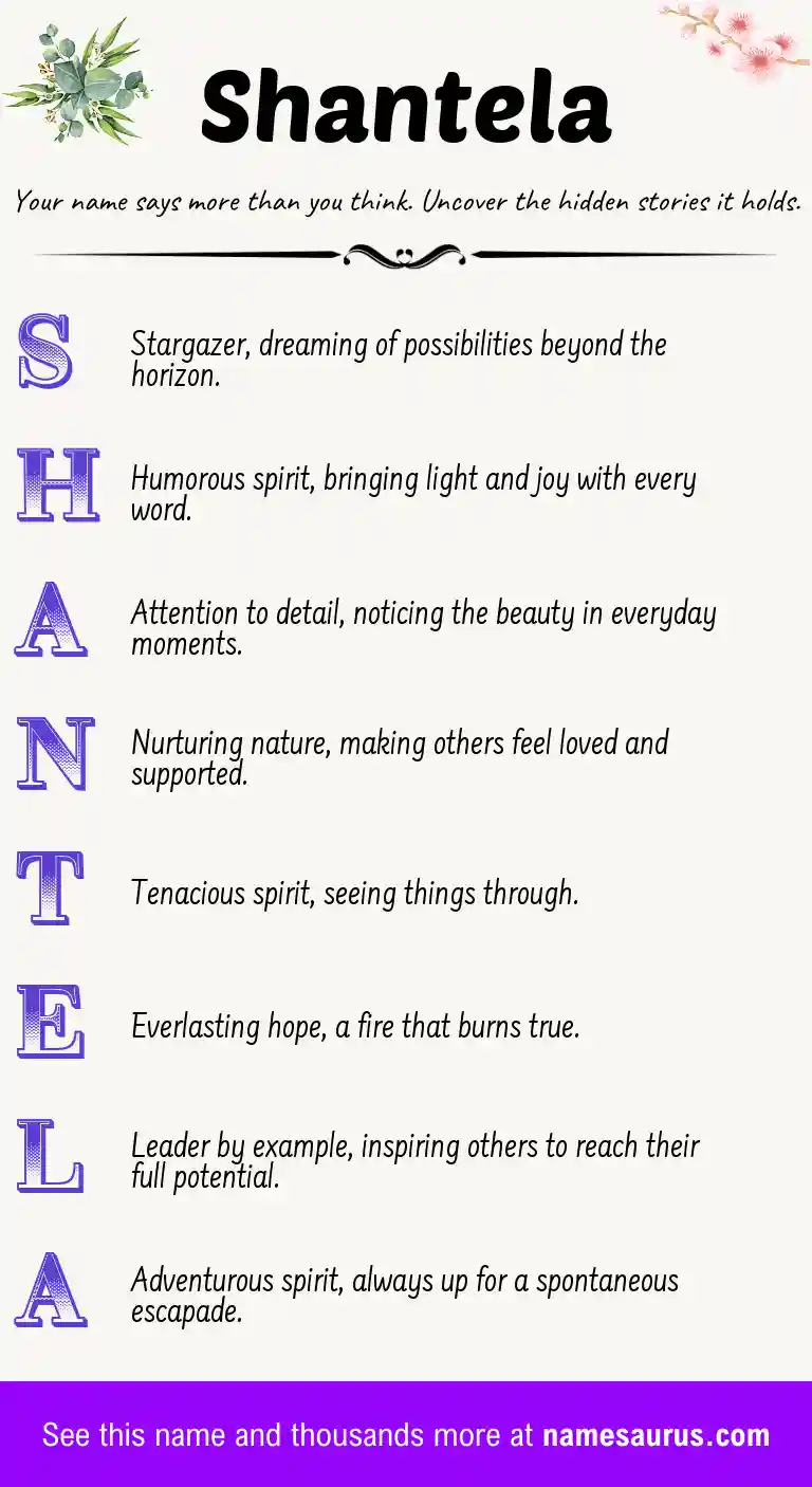 Acrostic poem about Shantela.