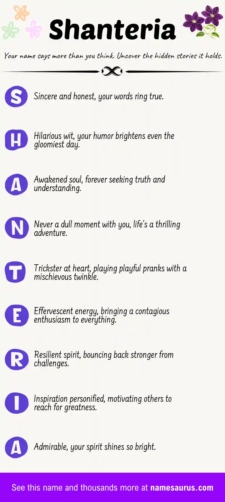 Acrostic poem about Shanteria.