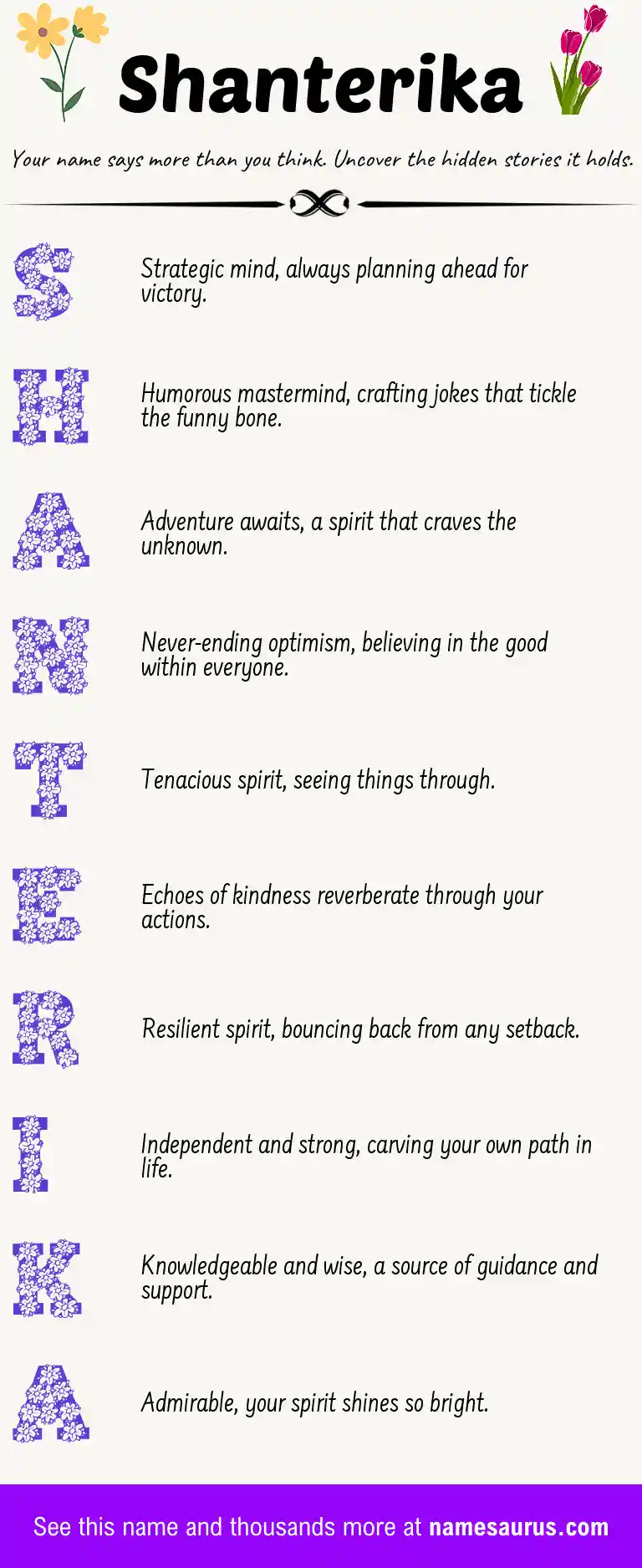 Acrostic poem about Shanterika.