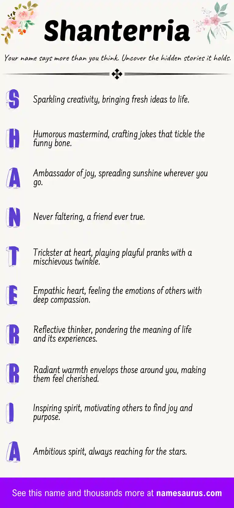 Acrostic poem about Shanterria.