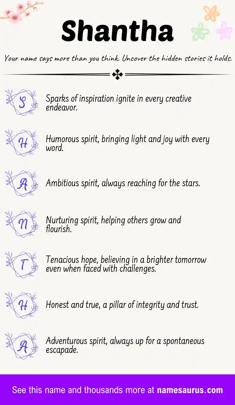 Acrostic poem about Shantha.