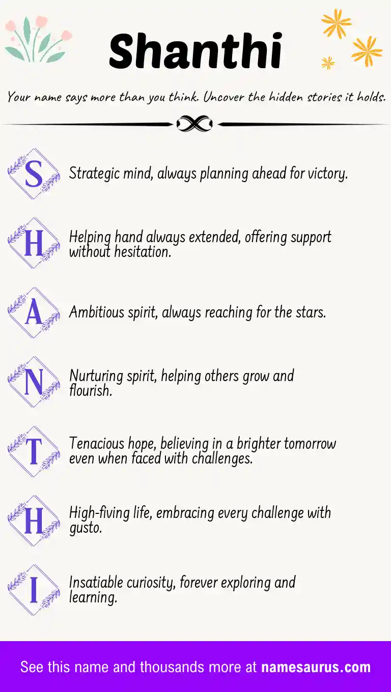 Acrostic poem about Shanthi.