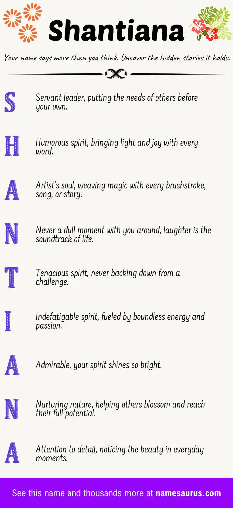 Acrostic poem about Shantiana.