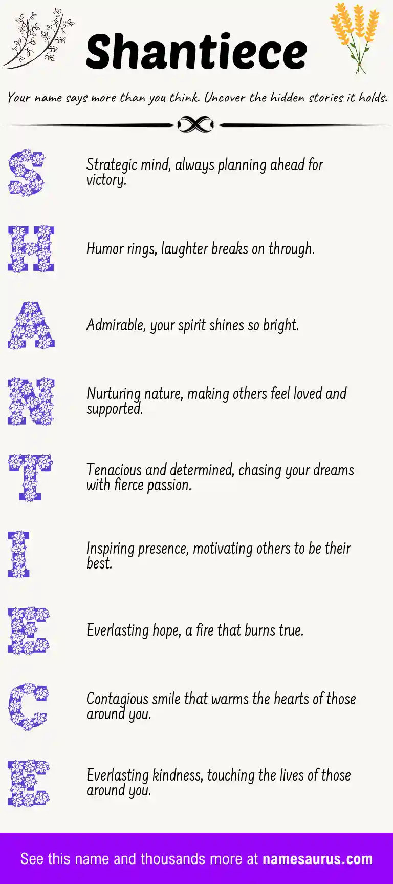 Acrostic poem about Shantiece.