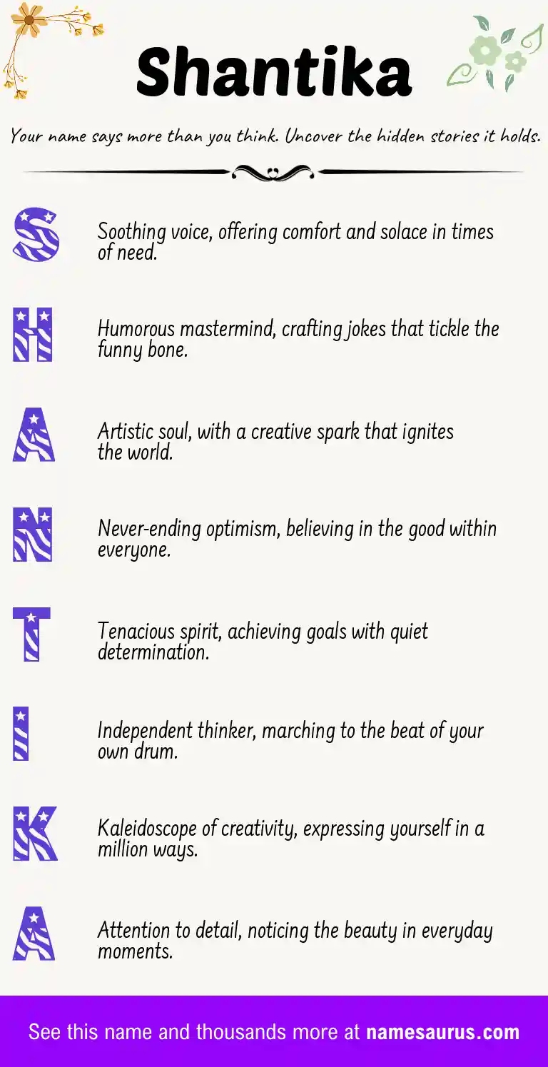 Acrostic poem about Shantika.