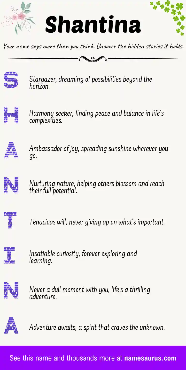 Acrostic poem about Shantina.