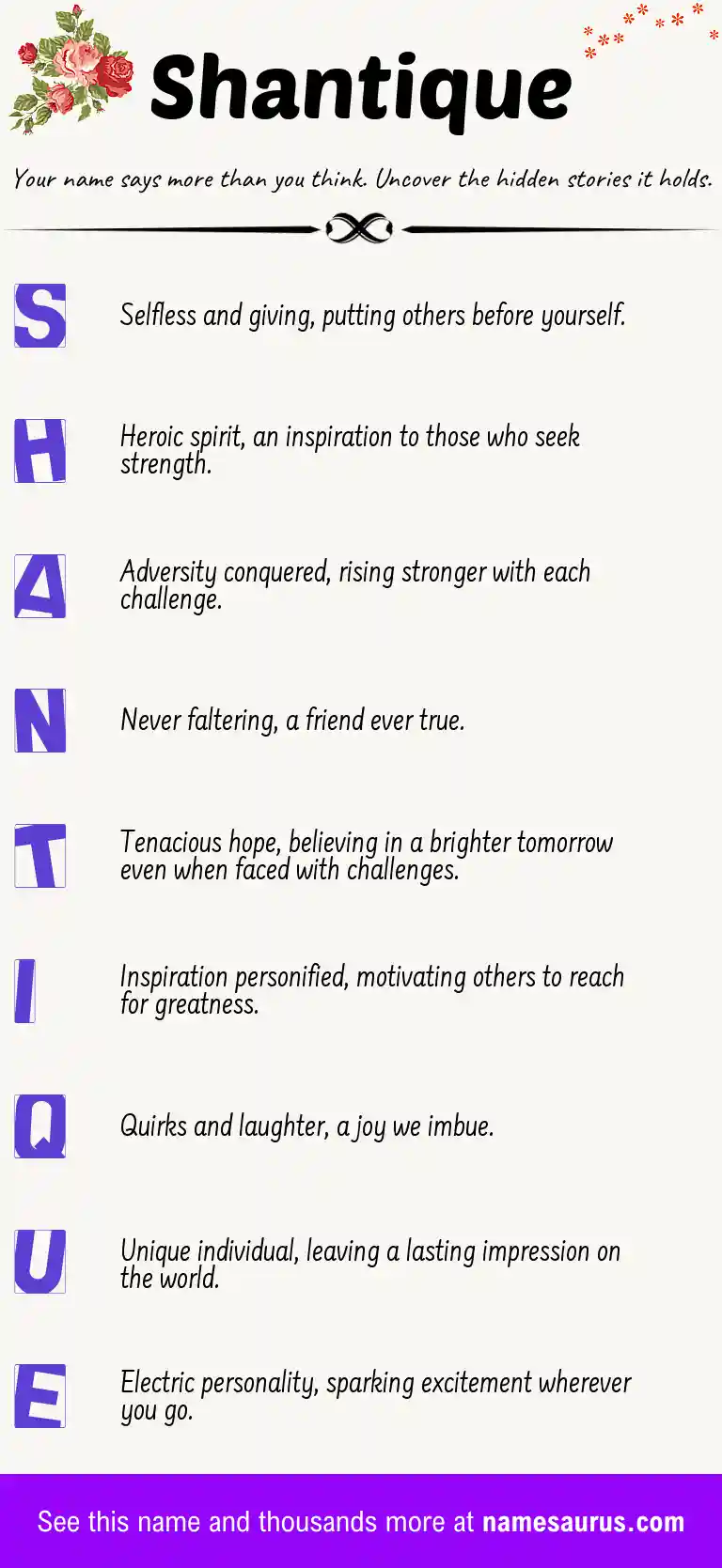 Acrostic poem about Shantique.