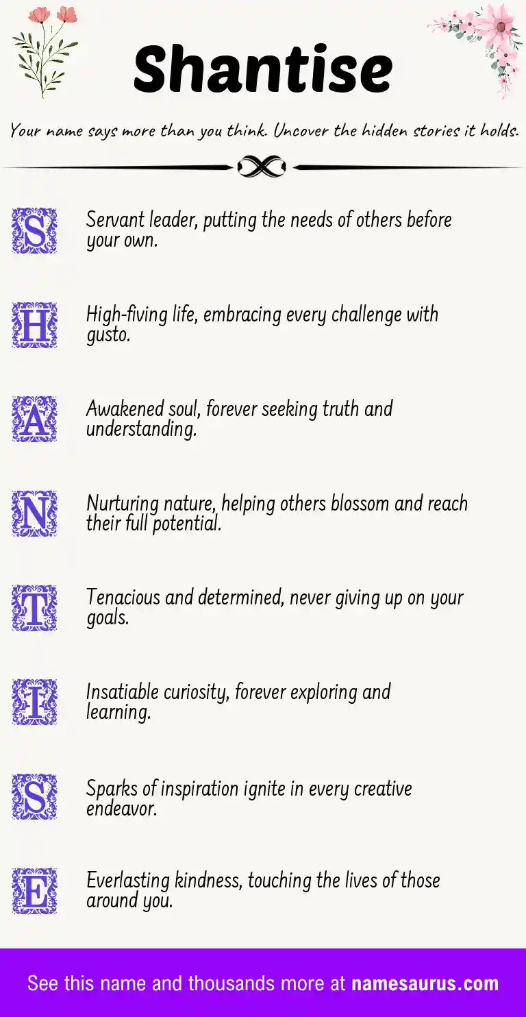 Acrostic poem about Shantise.