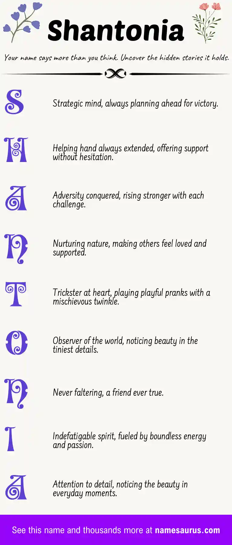 Acrostic poem about Shantonia.