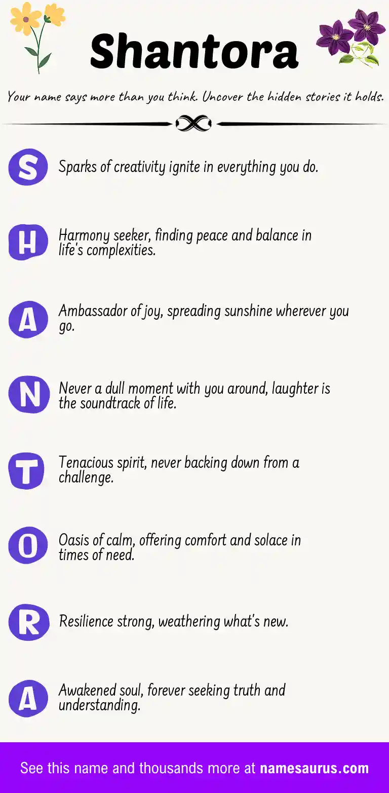 Acrostic poem about Shantora.