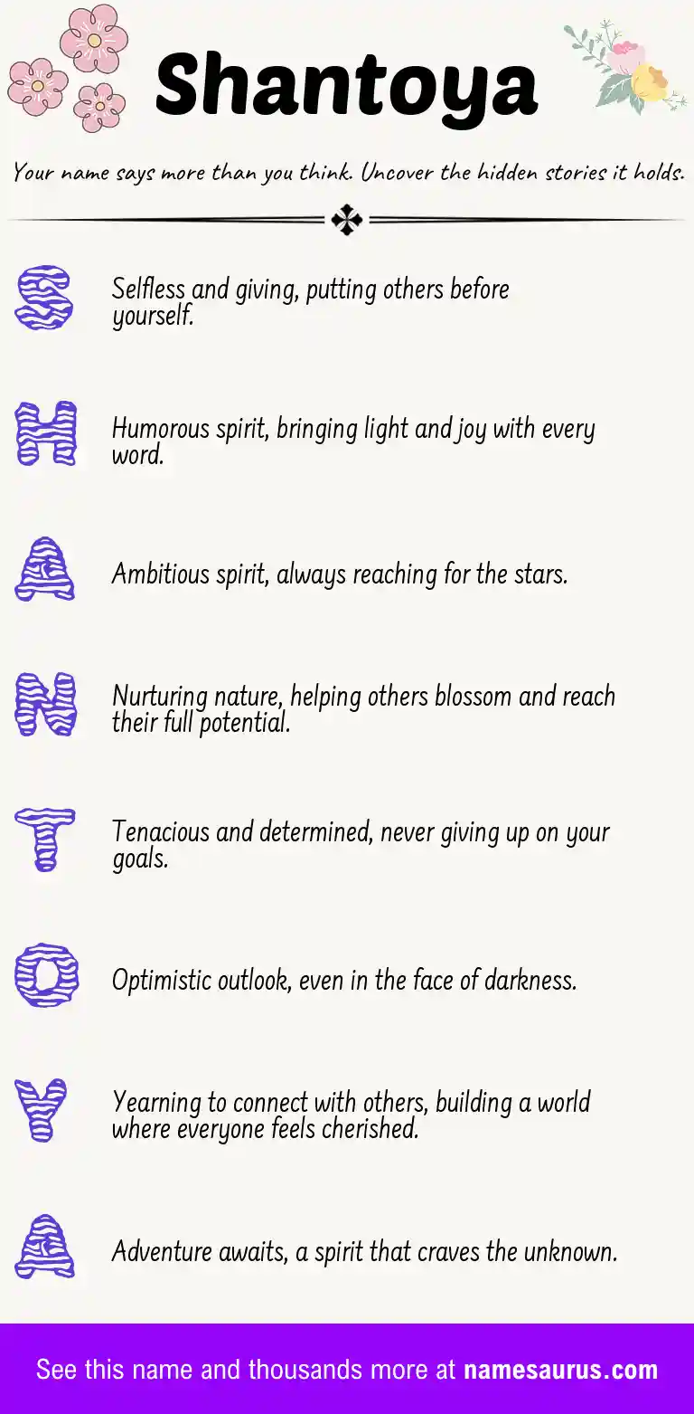 Acrostic poem about Shantoya.