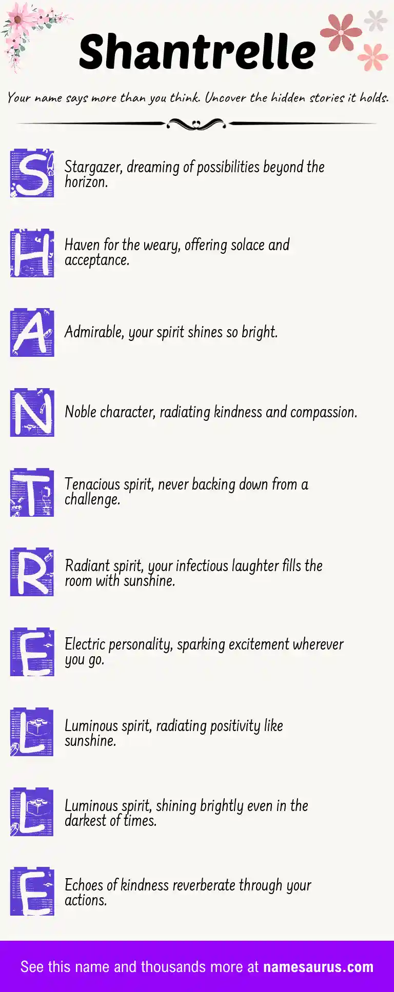 Acrostic poem about Shantrelle.