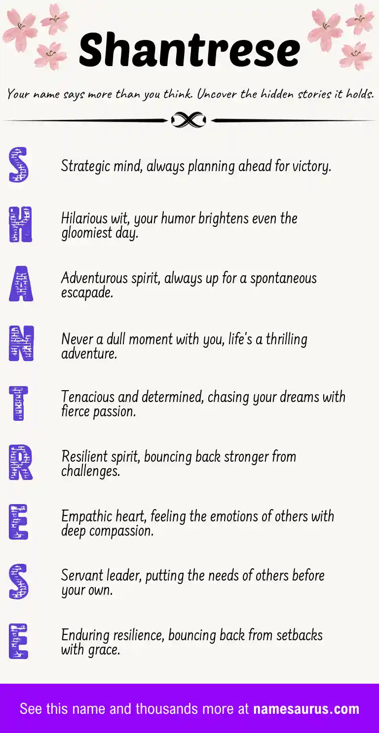Acrostic poem about Shantrese.