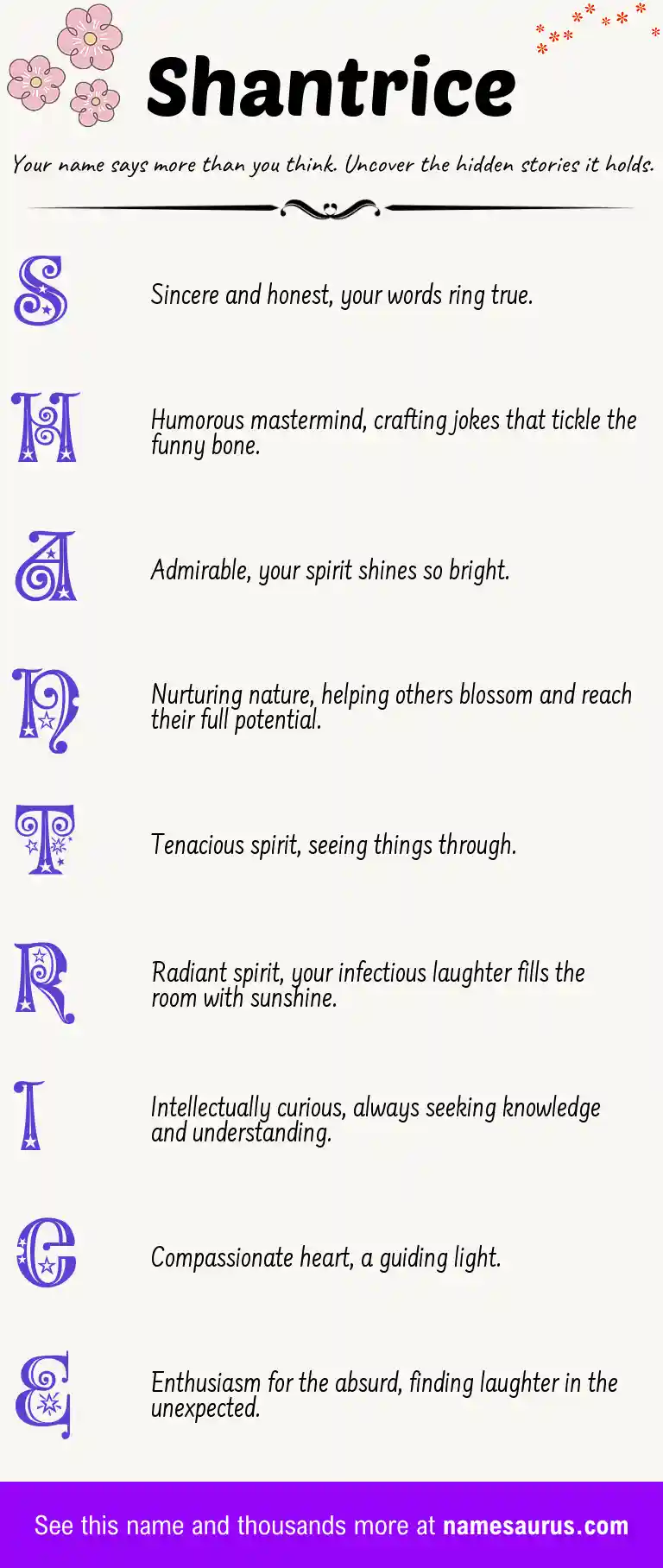 Acrostic poem about Shantrice.