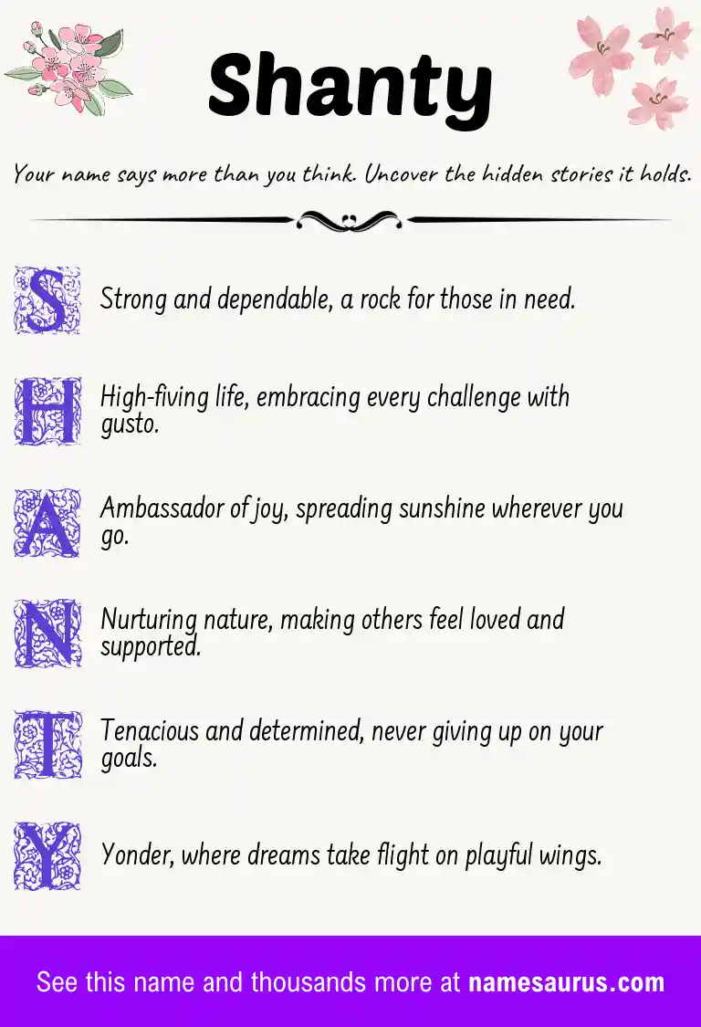 Acrostic poem about Shanty.