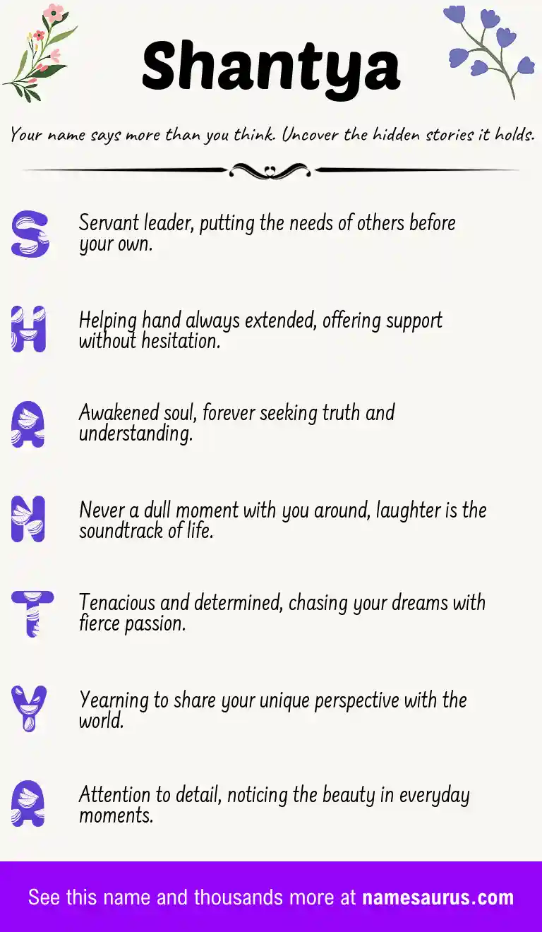 Acrostic poem about Shantya.