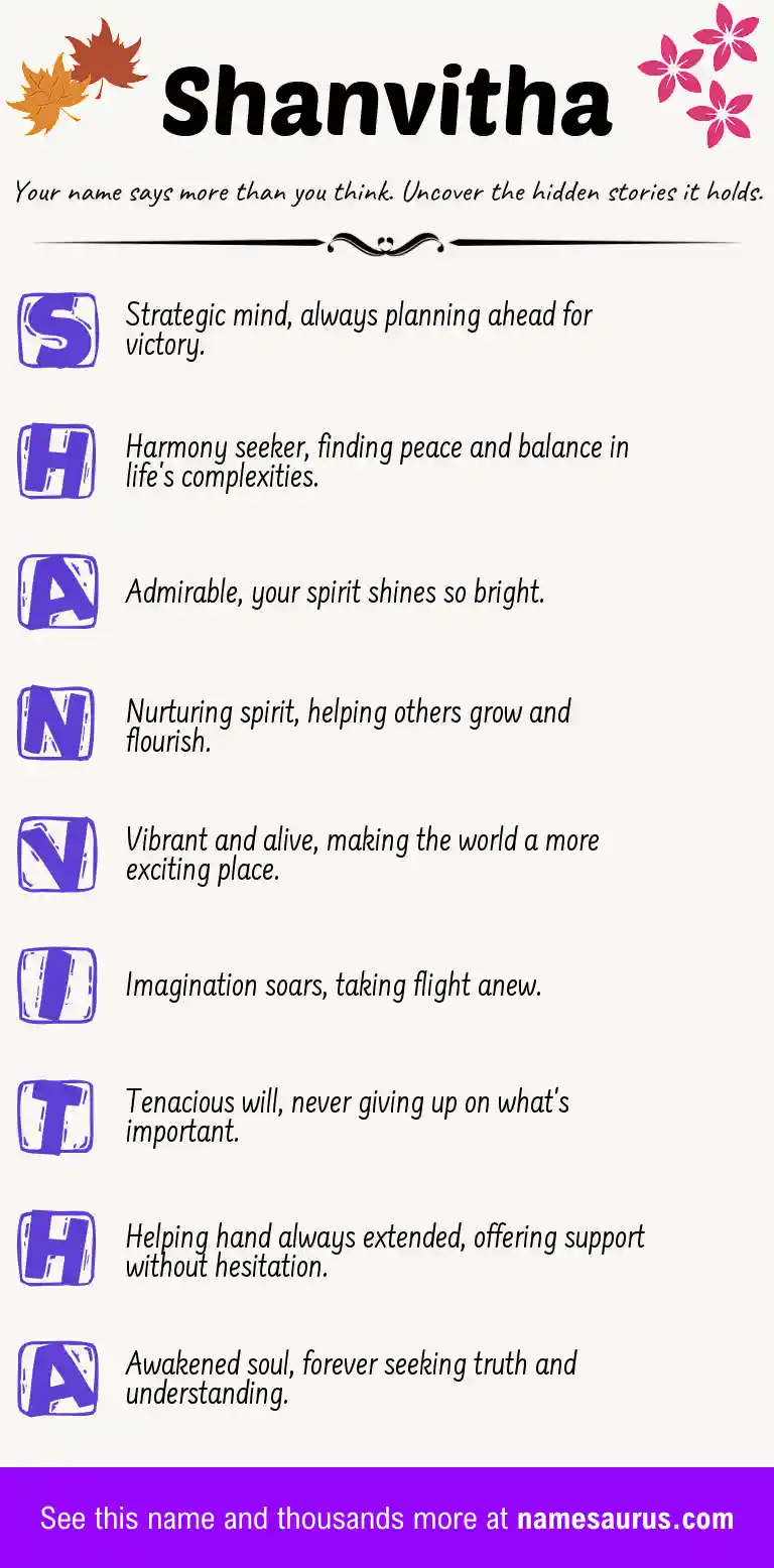 Acrostic poem about Shanvitha.