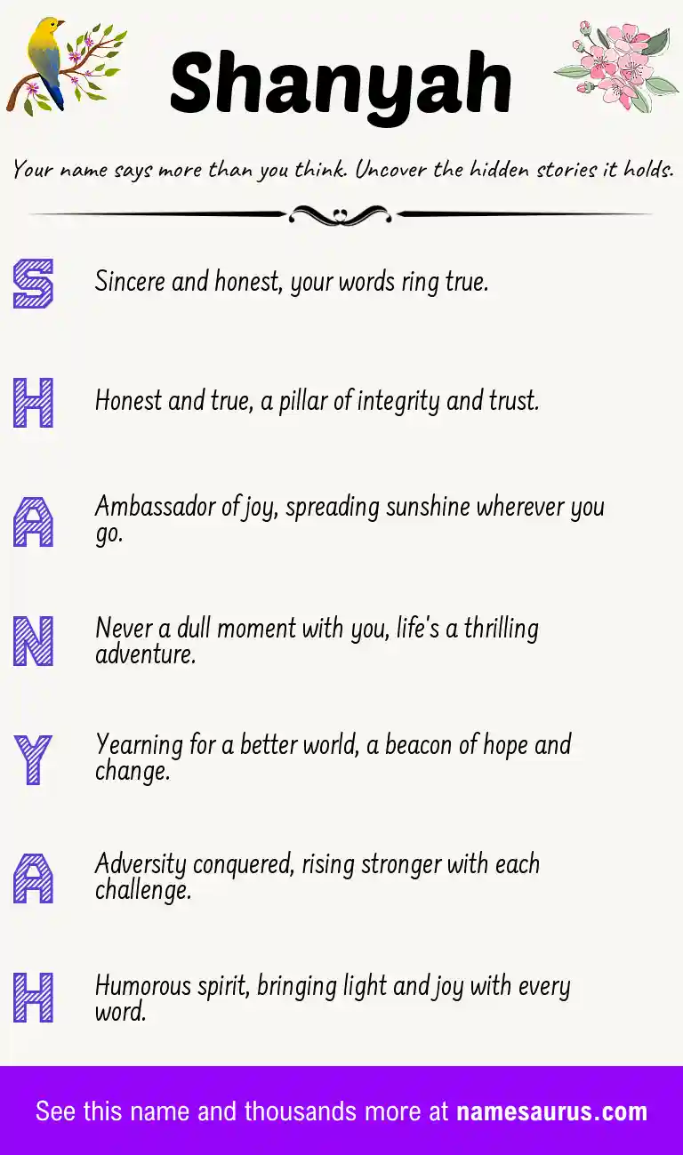 Acrostic poem about Shanyah.