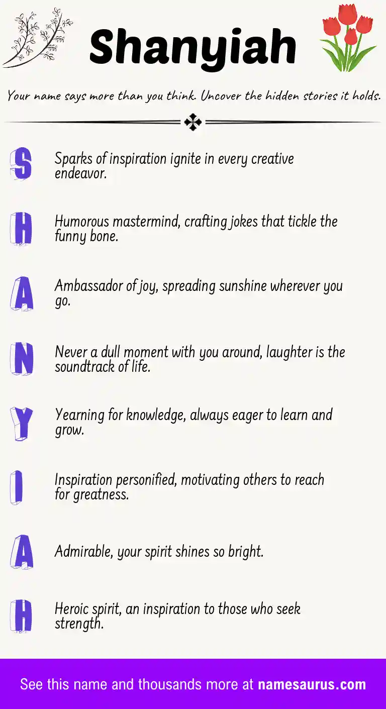 Acrostic poem about Shanyiah.