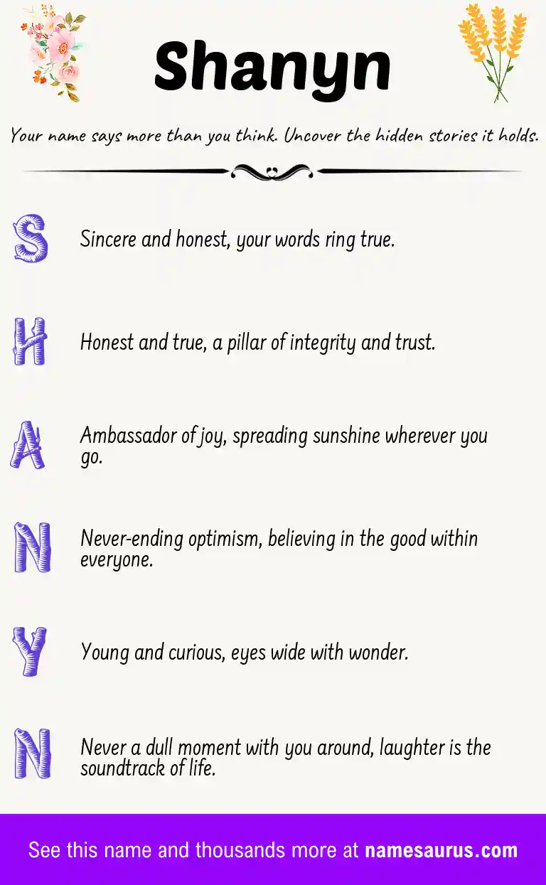 Acrostic poem about Shanyn.