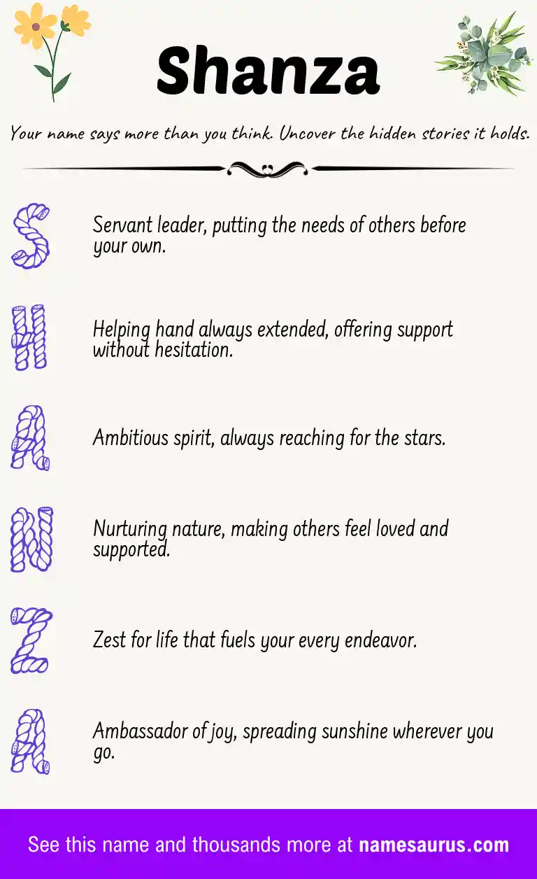 Acrostic poem about Shanza.