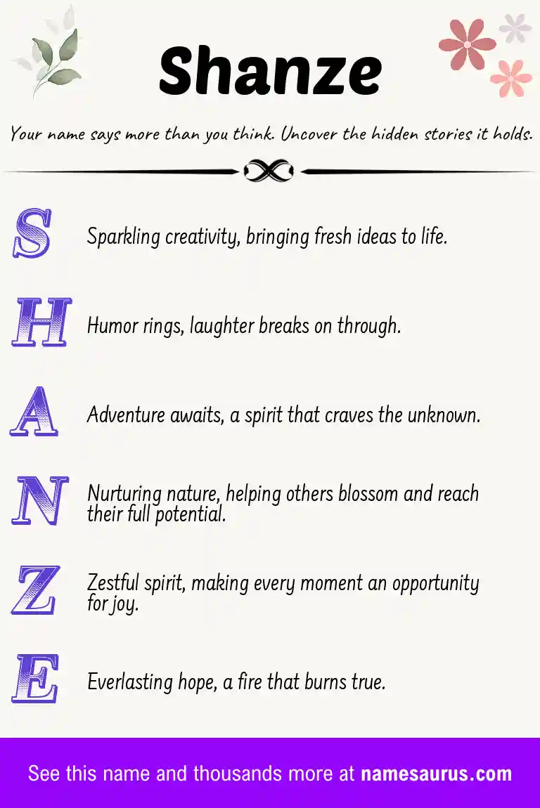 Acrostic poem about Shanze.