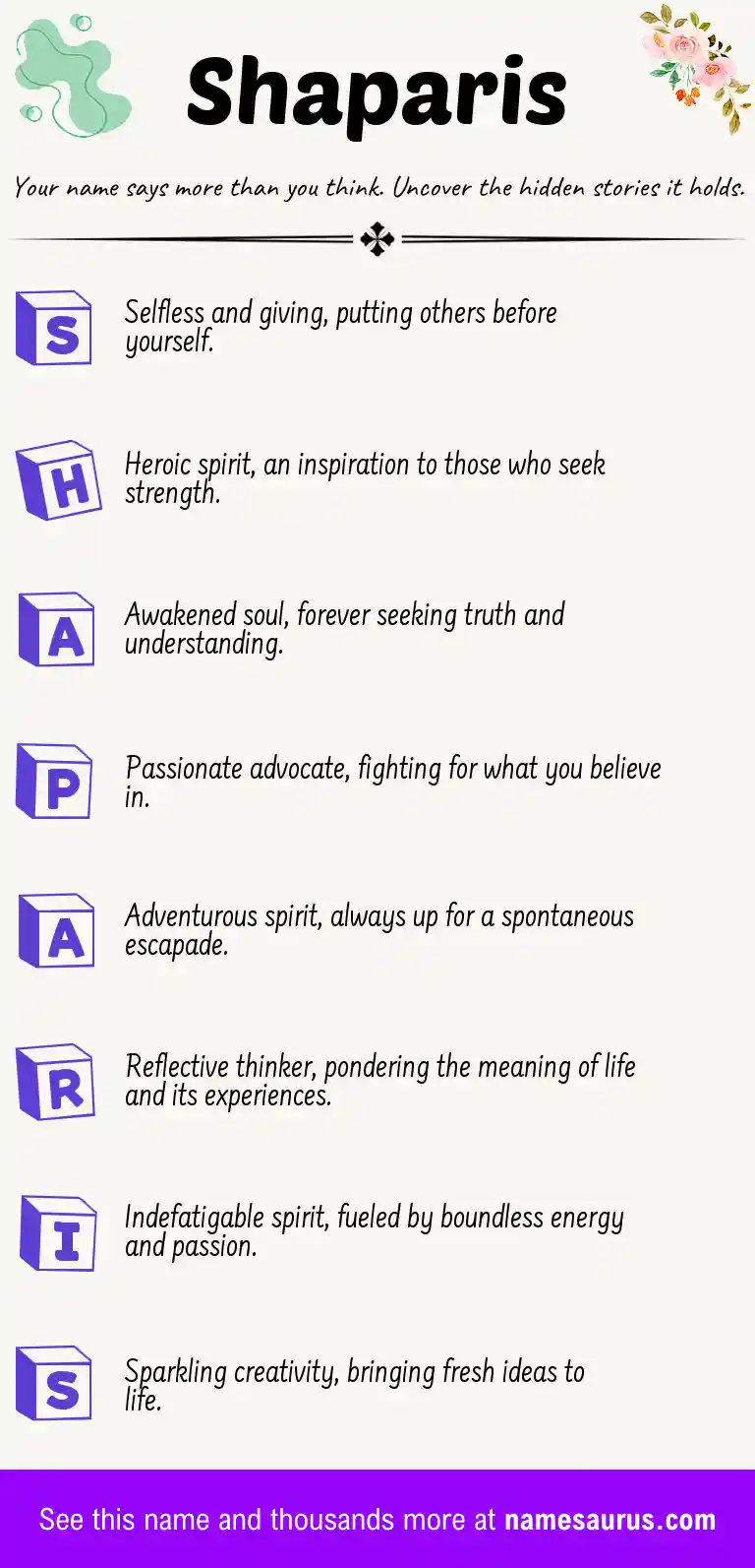 Acrostic poem about Shaparis.