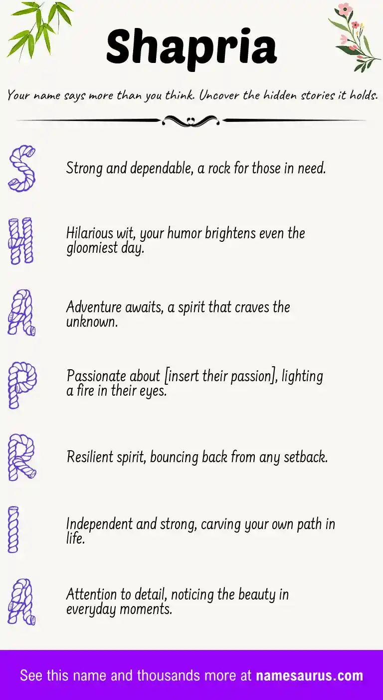 Acrostic poem about Shapria.