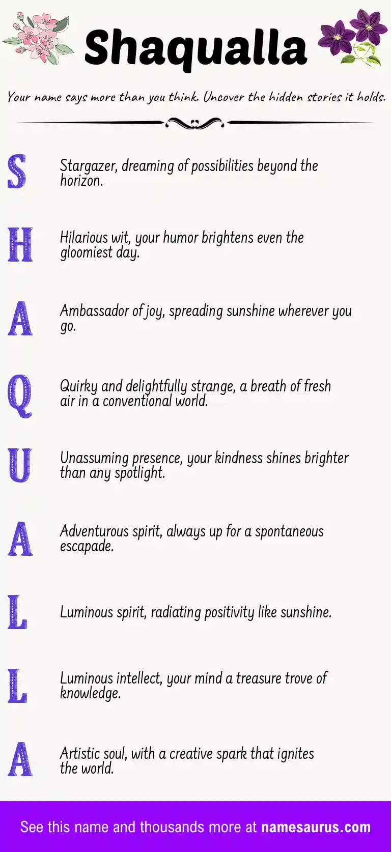 Acrostic poem about Shaqualla.