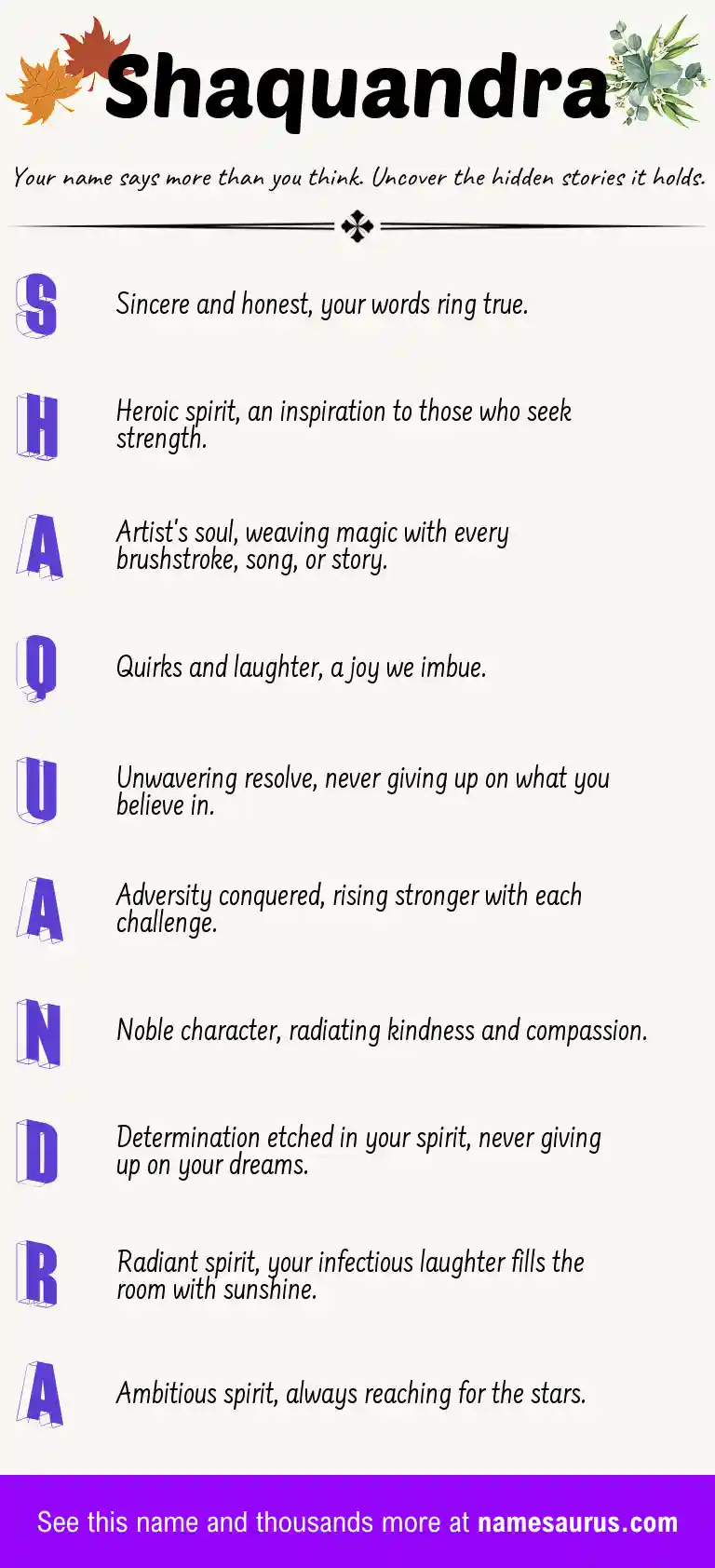 Acrostic poem about Shaquandra.