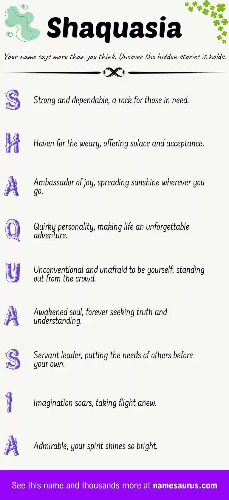 Acrostic poem about Shaquasia.