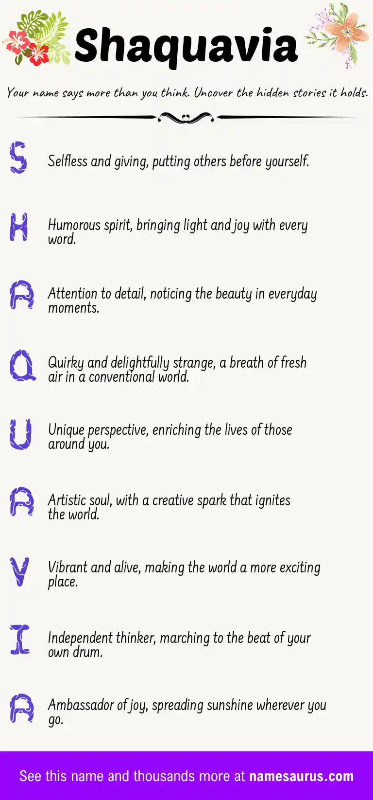 Acrostic poem about Shaquavia.