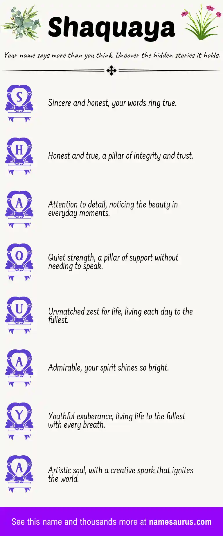 Acrostic poem about Shaquaya.