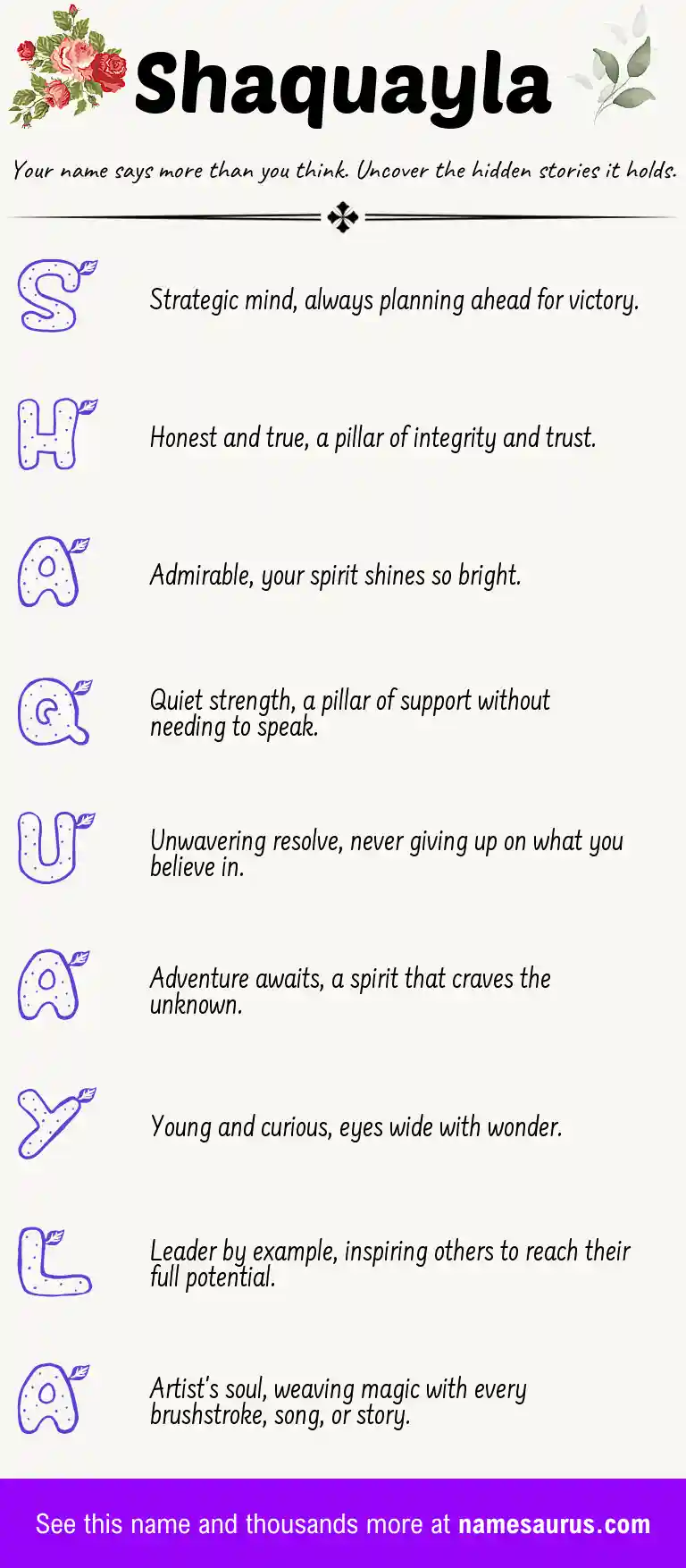 Acrostic poem about Shaquayla.